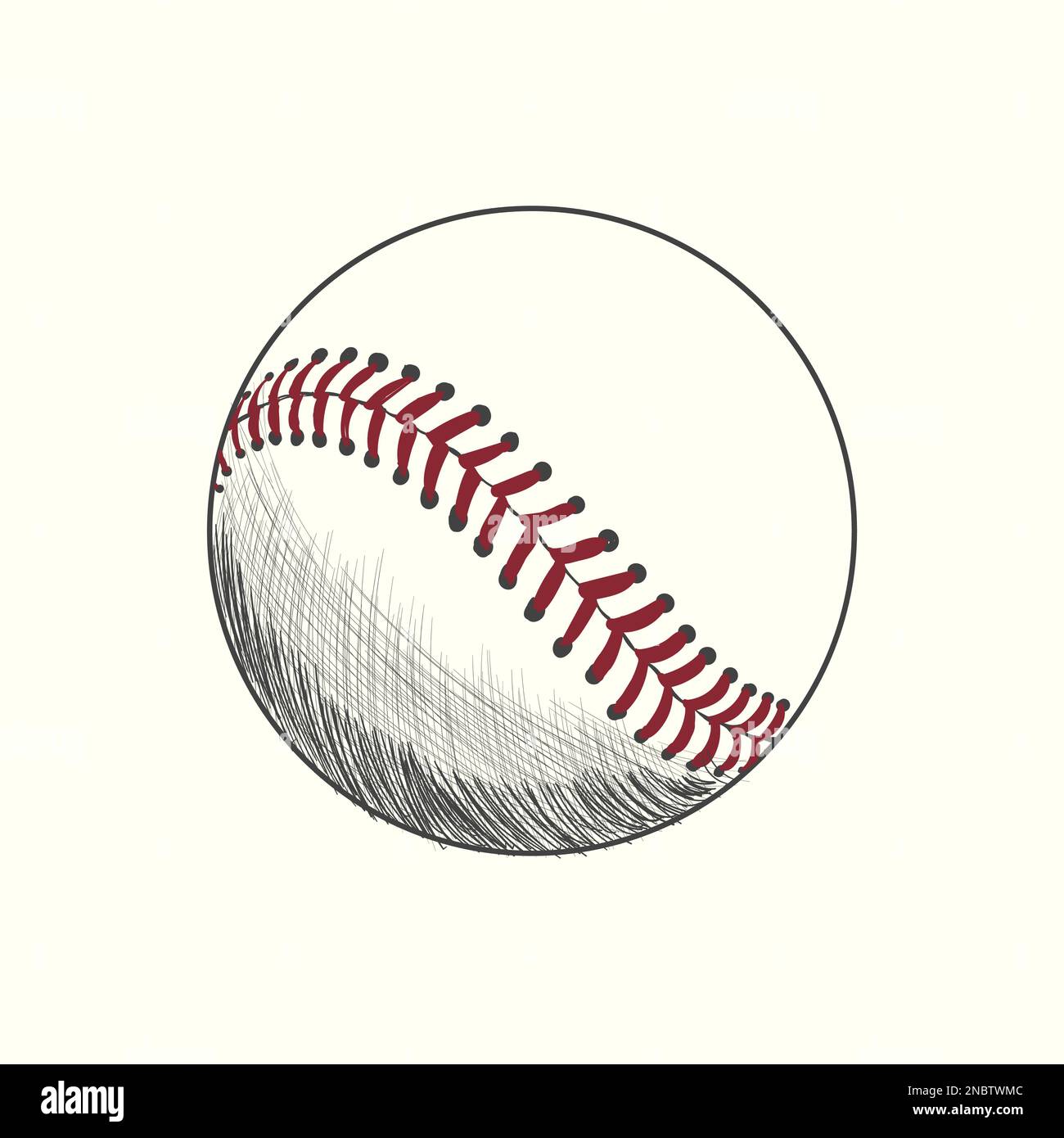 Sports Series Sketchy Pencil Drawing Baseball Stock Illustration
