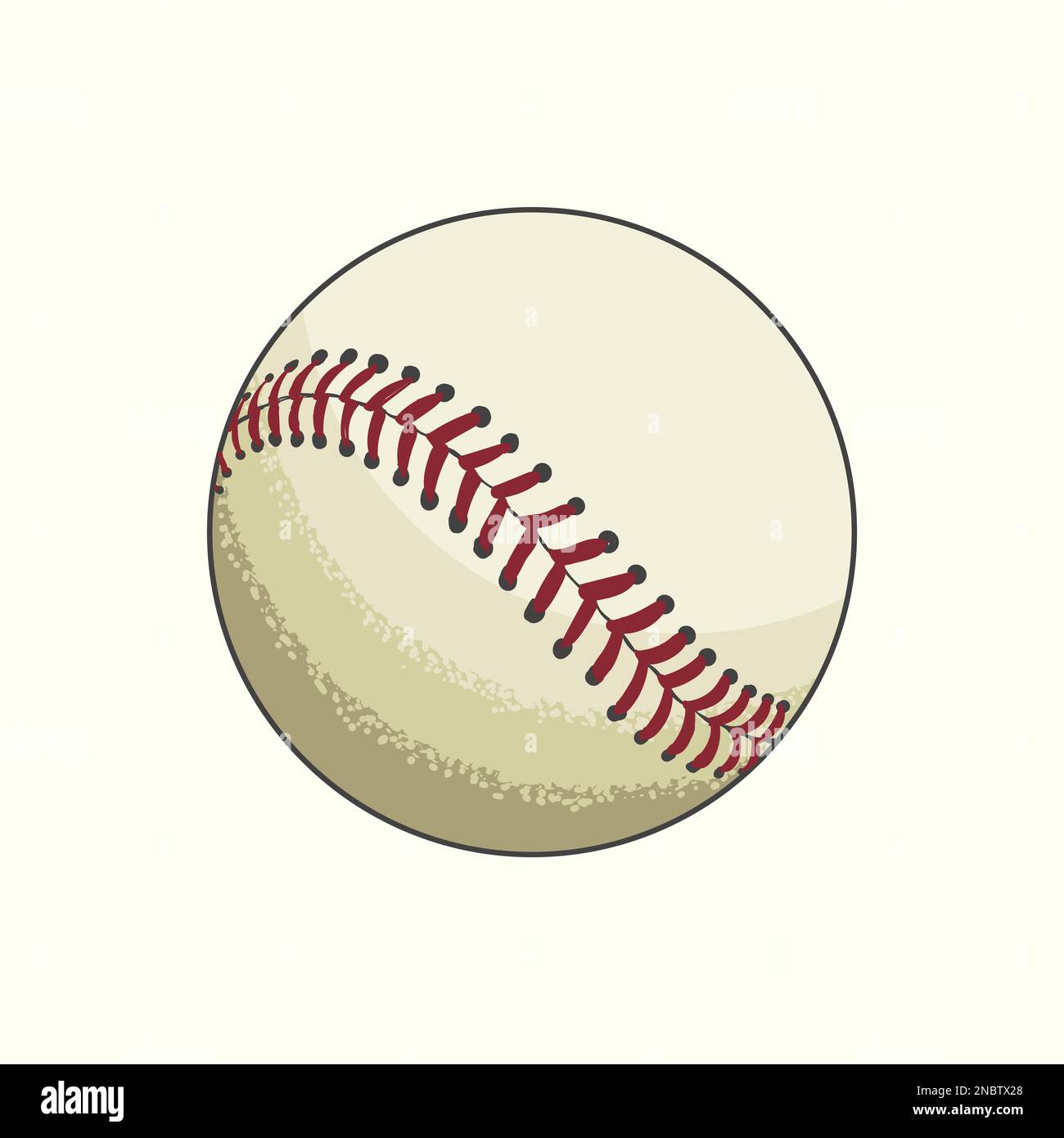 Hand drawn baseball ball sketch vector illustration in color, vintage
