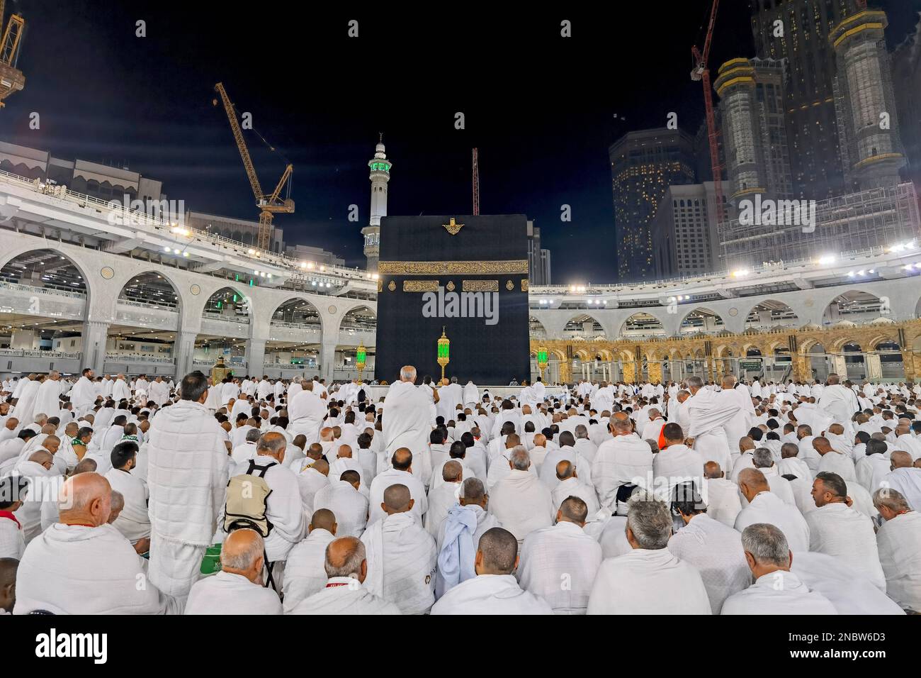 Umrah Pilgrims at Kabah Masjidil Haram, Mecca, Saudi Arabia Stock Photo