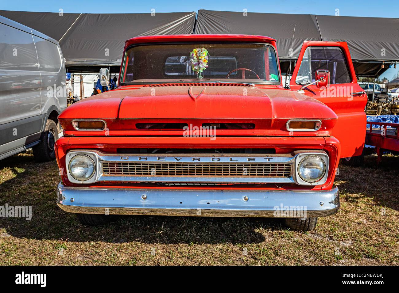 Fort Meade, FL - February 24, 2022: Low perspective front view of a