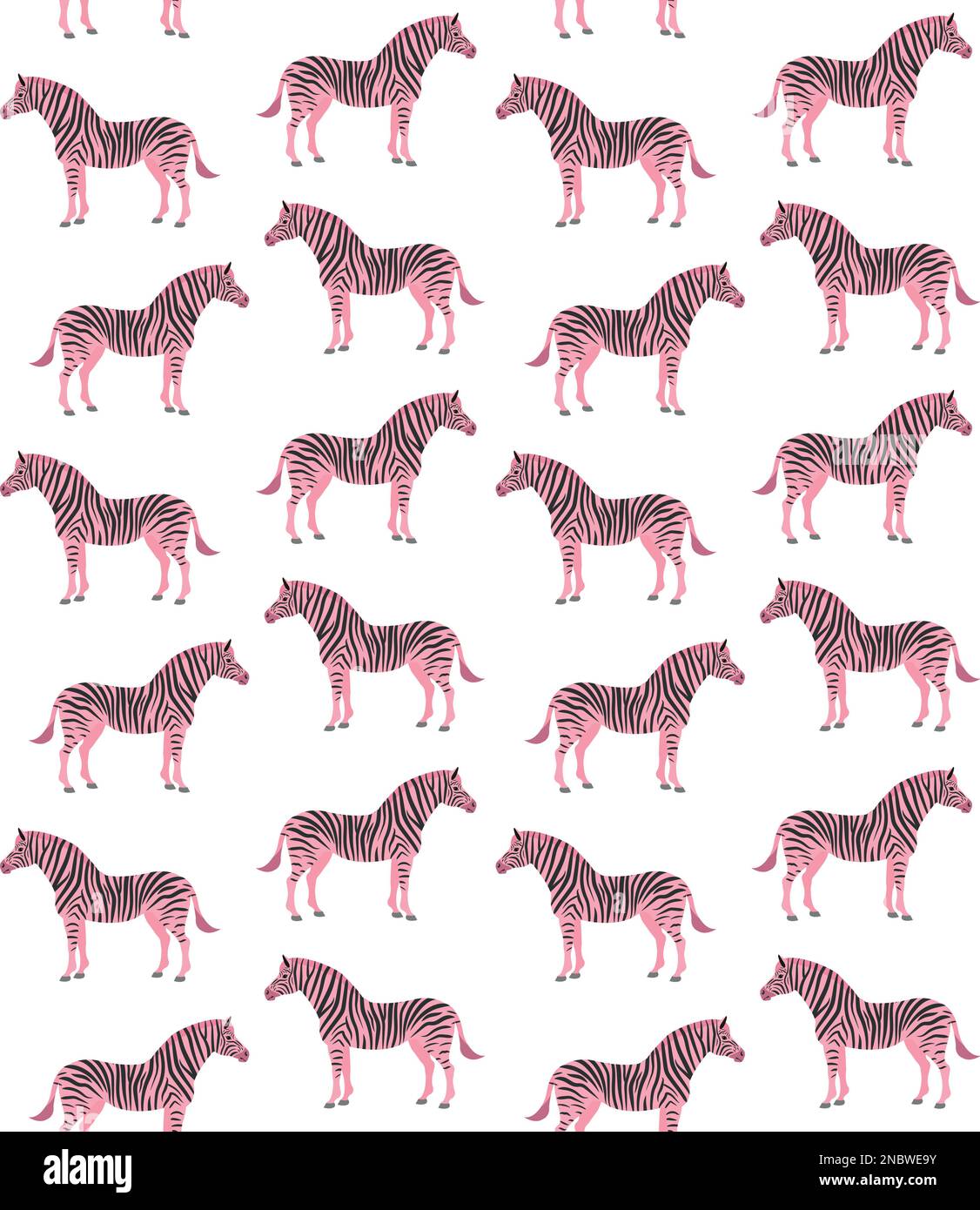 Vector seamless pattern of pink flat zebra Stock Vector