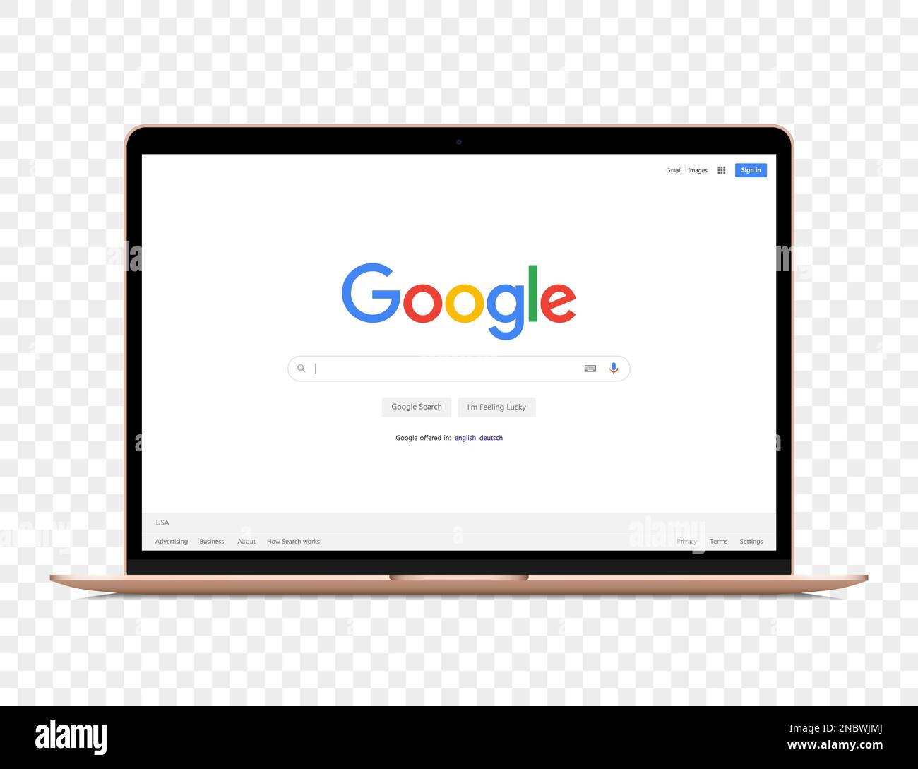 Macbook air with Google search window mockup. Vector illustration EPS10 Stock Vector