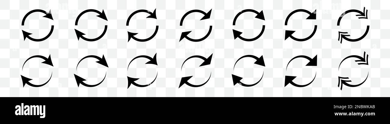 Set of black circle arrows on transparent background Stock Vector Image ...