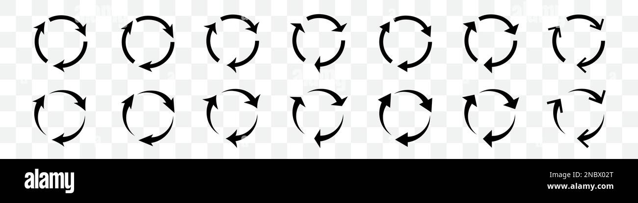 Set of black circle arrows on transparent background Stock Vector Image ...