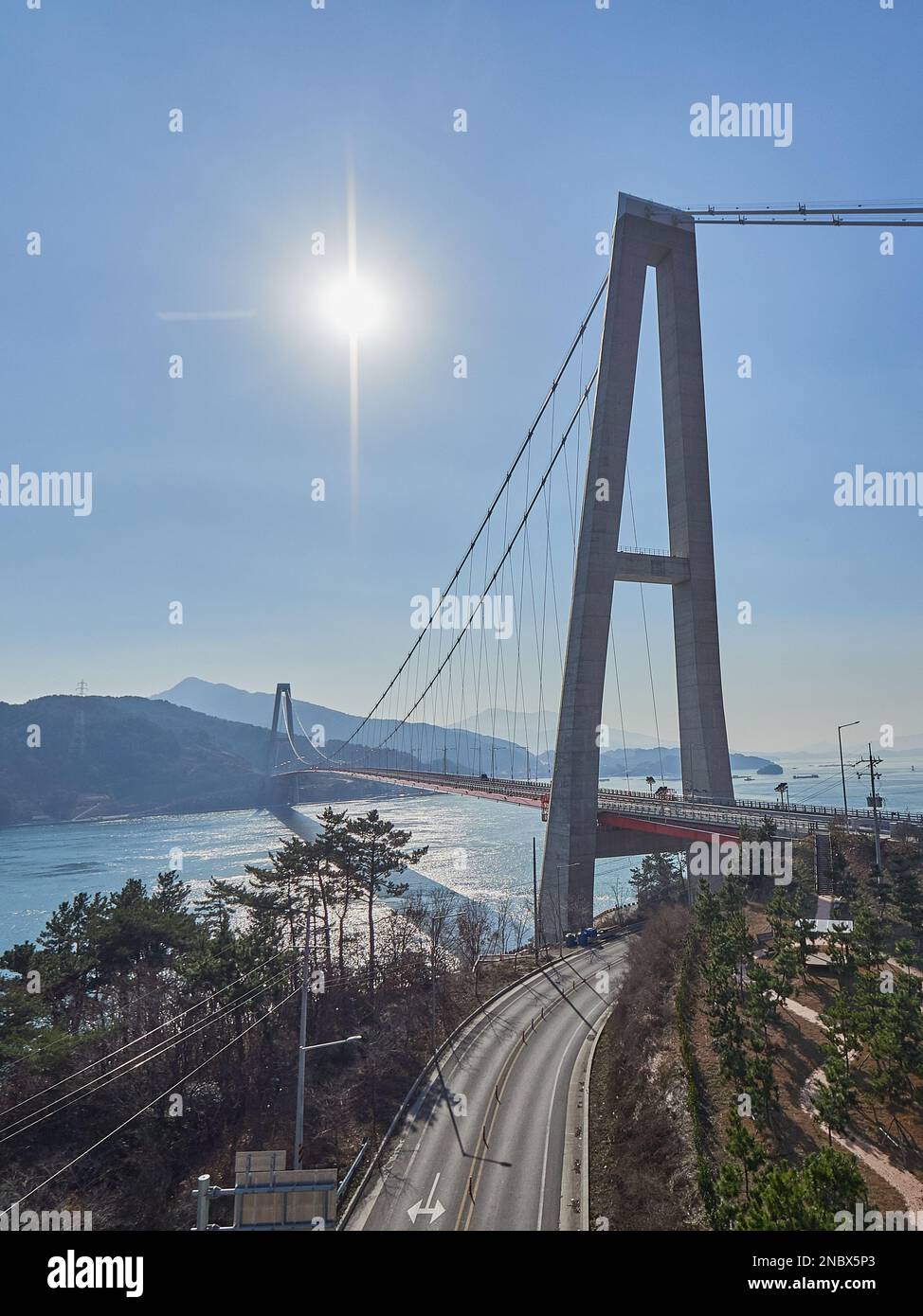 Namhae suspension bridge, South Korea Stock Photo Alamy