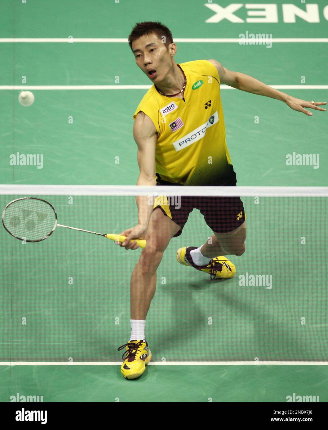World No.1 Lee Chong Wei of Malaysia plays against Denmarks Peter Gade in the mens singles final of the India Open Super Series badminton in New Delhi, India, Sunday, May 1, 2011.