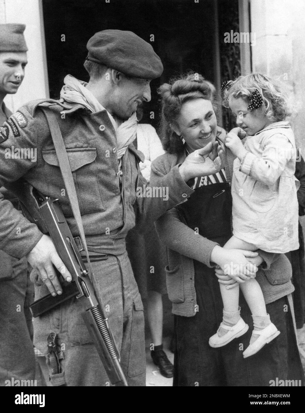 French villagers members of a French Commando who landed in