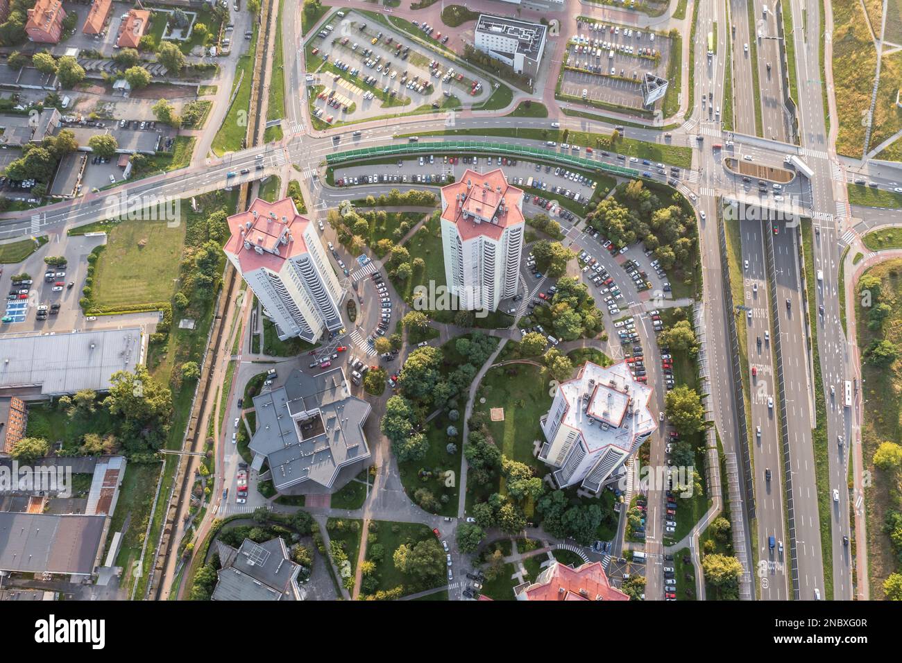 Drone view of buildings at Walenty Rozdzienski Estate simply called The