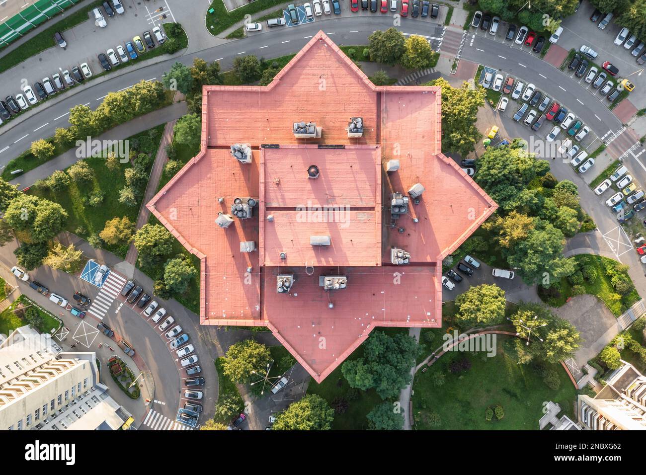 One of the residential buildings at Walenty Rozdzienski Estate simply called The Stars in Katowice, Silesia region of Poland Stock Photo