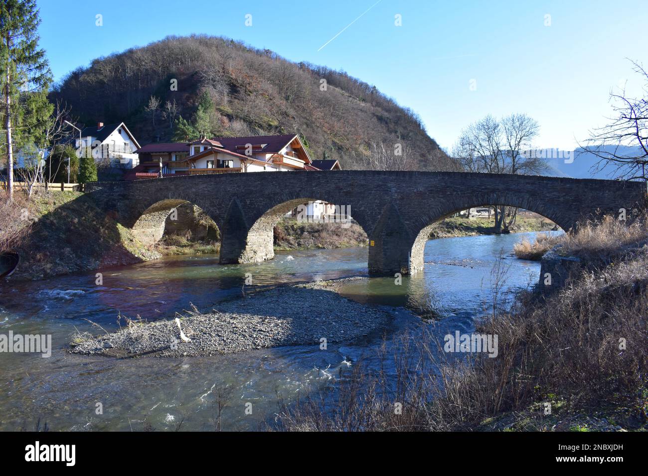 the surviving old bridge with flood damage in Dernau an der Ahr, more than a year later still visible Stock Photo