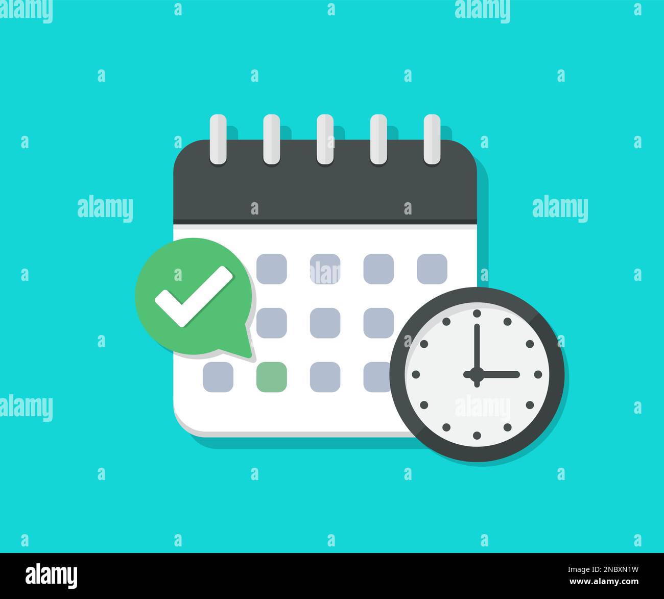 Calendar with check mark in a flat design. Plan completed Stock Vector ...