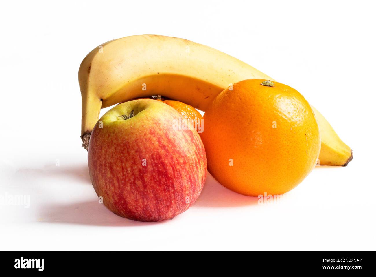 Apple, orange, banana, mandarin on white background Stock Photo Alamy