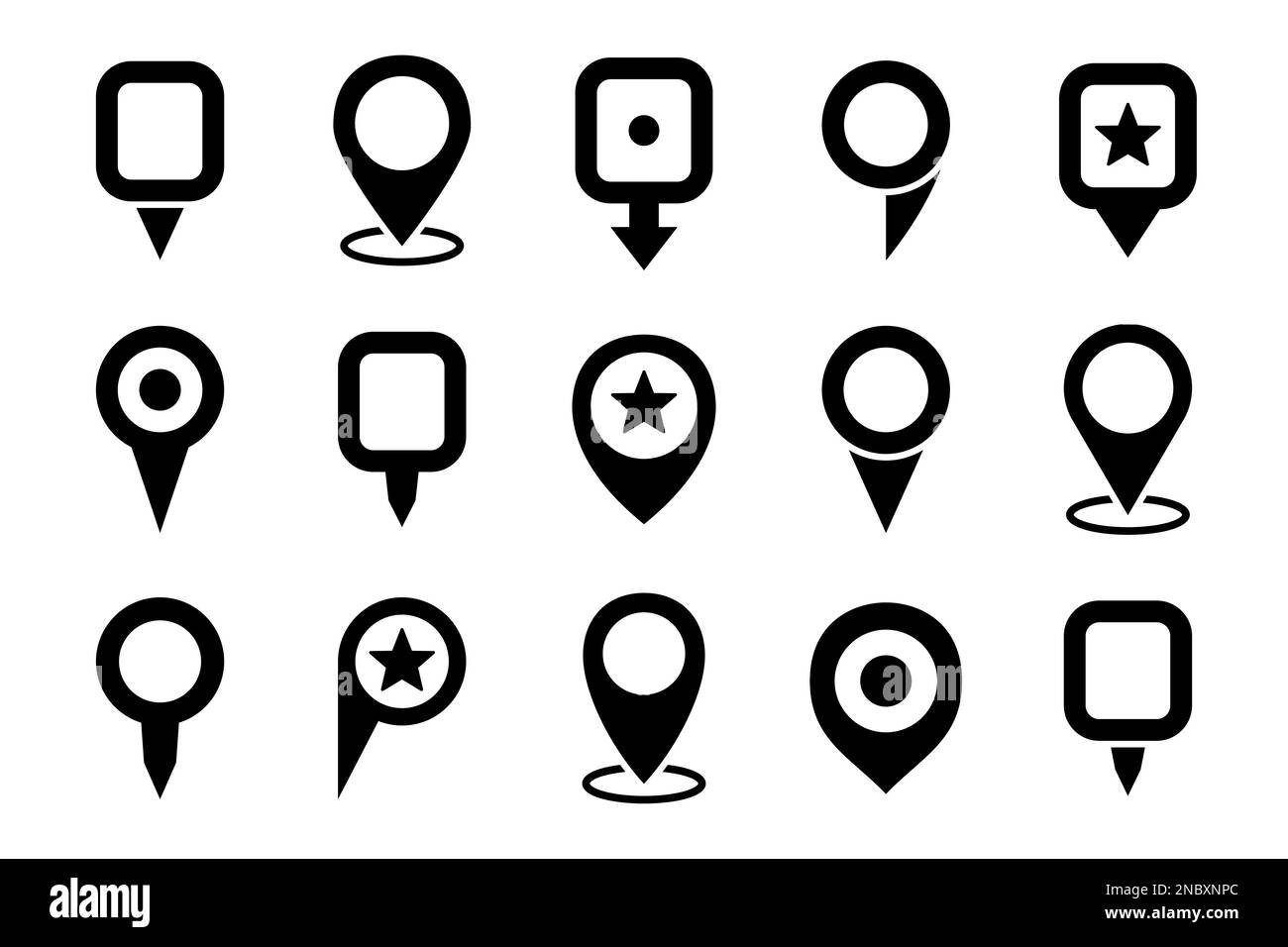Set of location pin pointer icon in a flat design Stock Vector Image ...