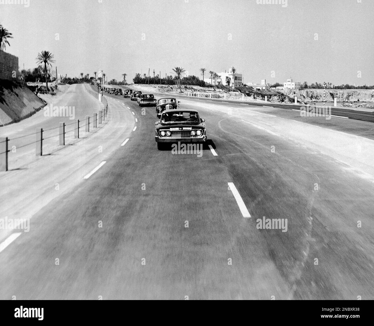The first cars to use the new million dollar dual carriageway motorway