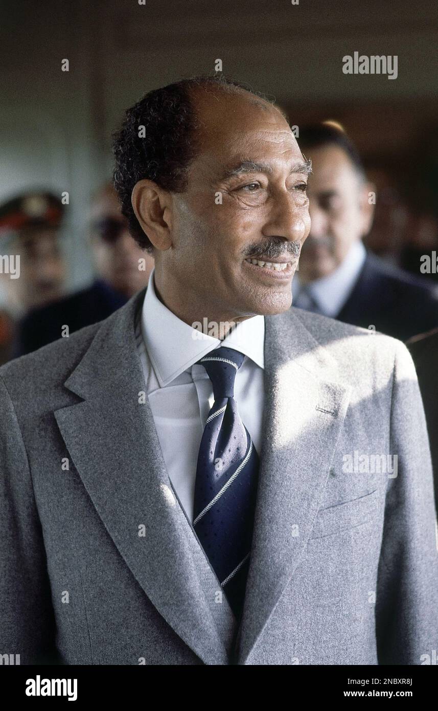 President Anwar Sadat visit to Mansura, Lower Egypt in December 1978