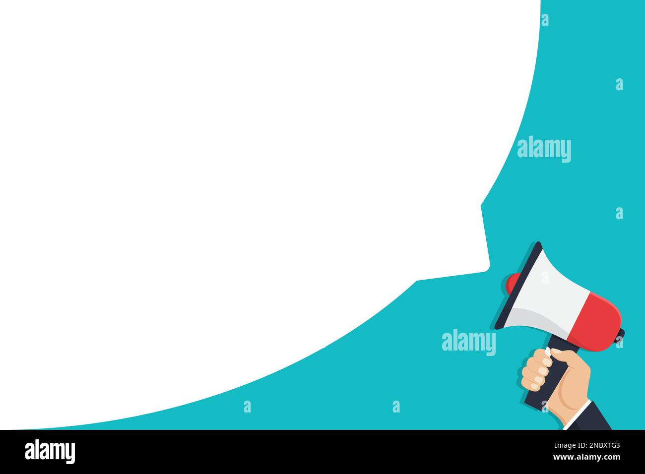 Hand holding megaphone with bubble speech in a flat design Stock Vector