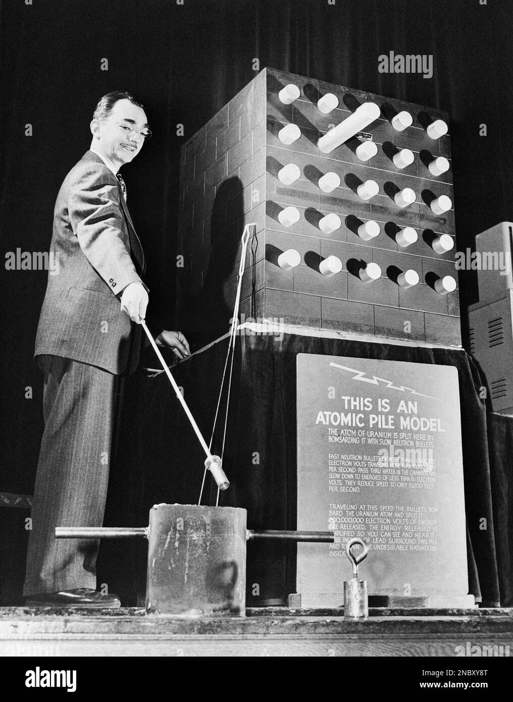 Demonstrator at Nuclear Science Exhibit now at the American Museum of