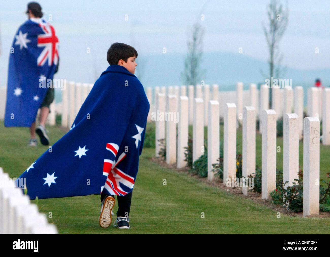People walk after the wreathlaying ceremonies at the Australian