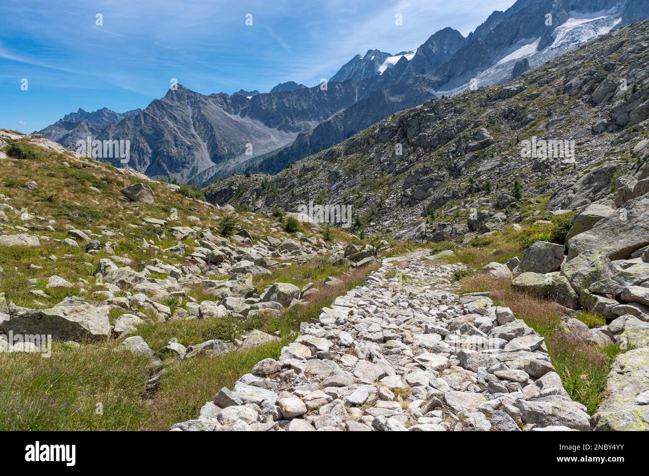 military muletrack, tonale pass, italy Stock Photo