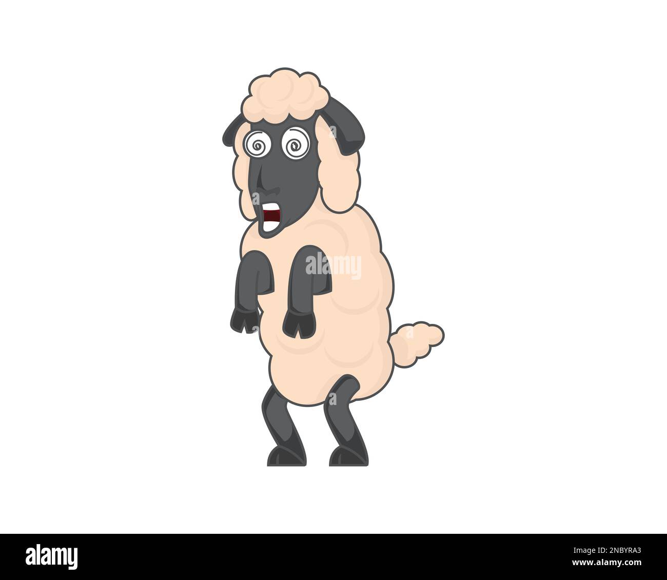 Dizzy Sheep with Standing Gesture Illustration Stock Vector