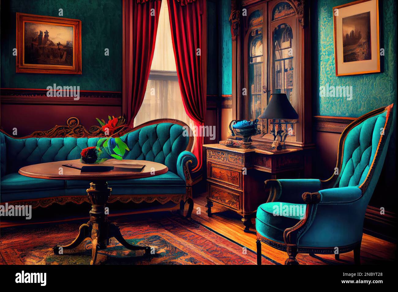 Victorian style living room hi-res stock photography and images - Alamy