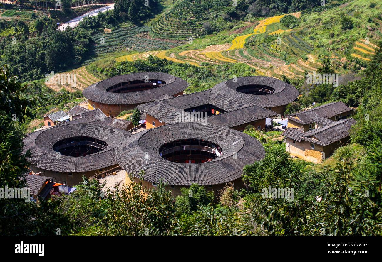 Hakka Tulou Cluster in Fijian Province, China Stock Photo