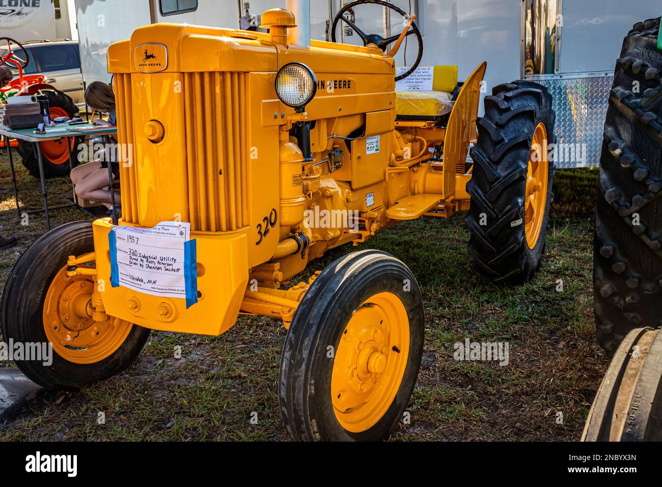 Fort Meade, FL February 24, 2022 Low perspective front corner view of a 1957 John Deere Model