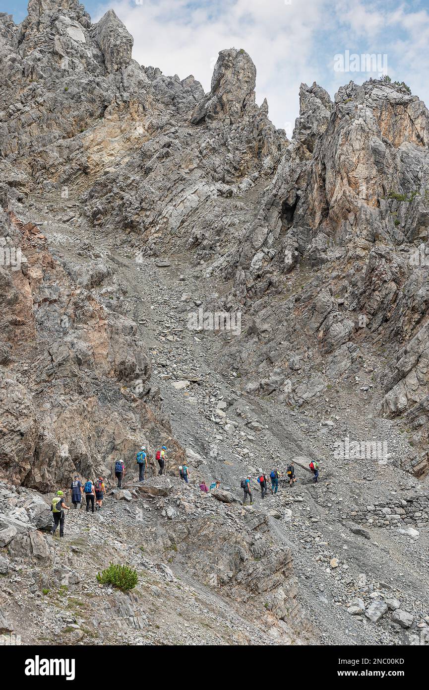 hike on monte delle scale mount, valdidentro, italy Stock Photo