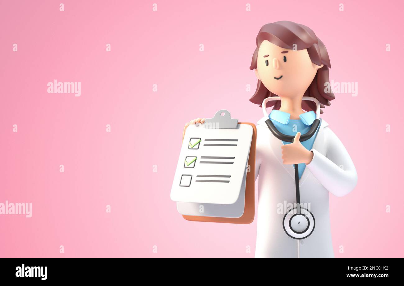 Doctor Using Checklist Doctor with a Checklist. 3D Illustration Stock Photo - Alamy