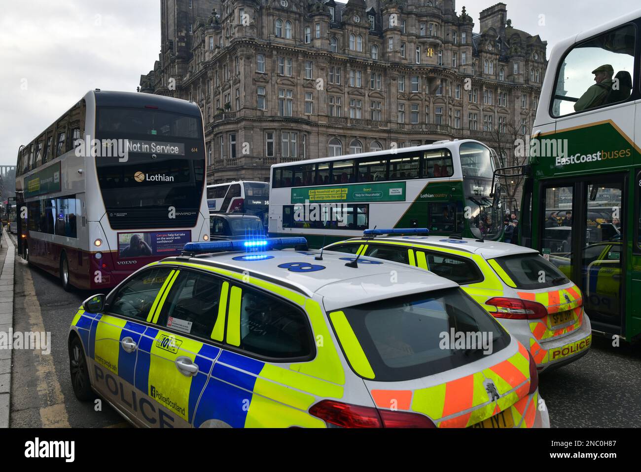 Edinburgh Scotland, UK 14 February 2023. Police incident Princes Street