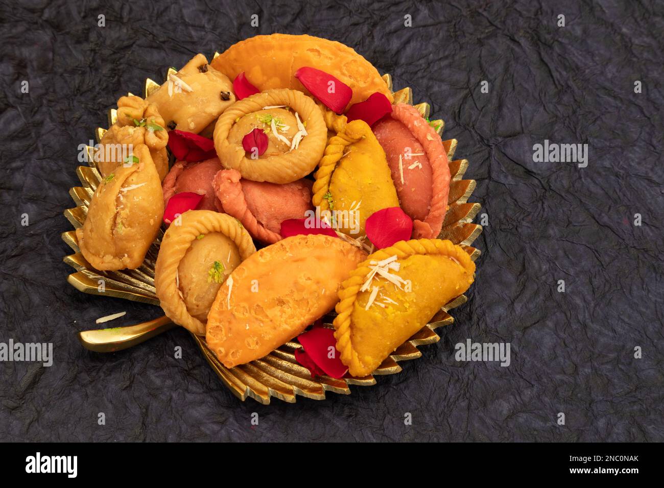 Assorted Indian Deep Fried Dumplings Mithai Gujiya, Chandrakala, Kalash