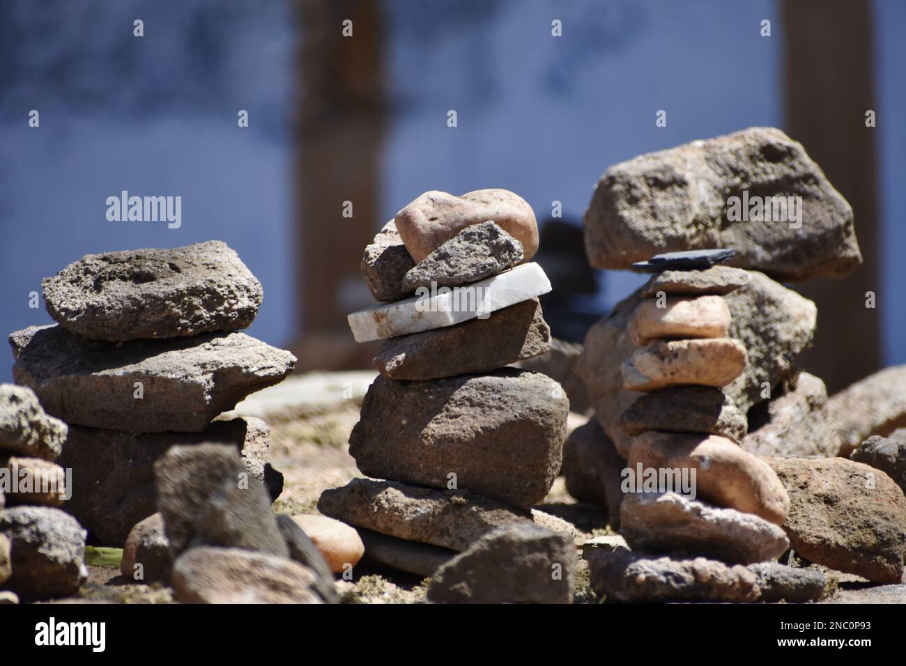 Cairn the art of stone balancing on a stone Stock Photo