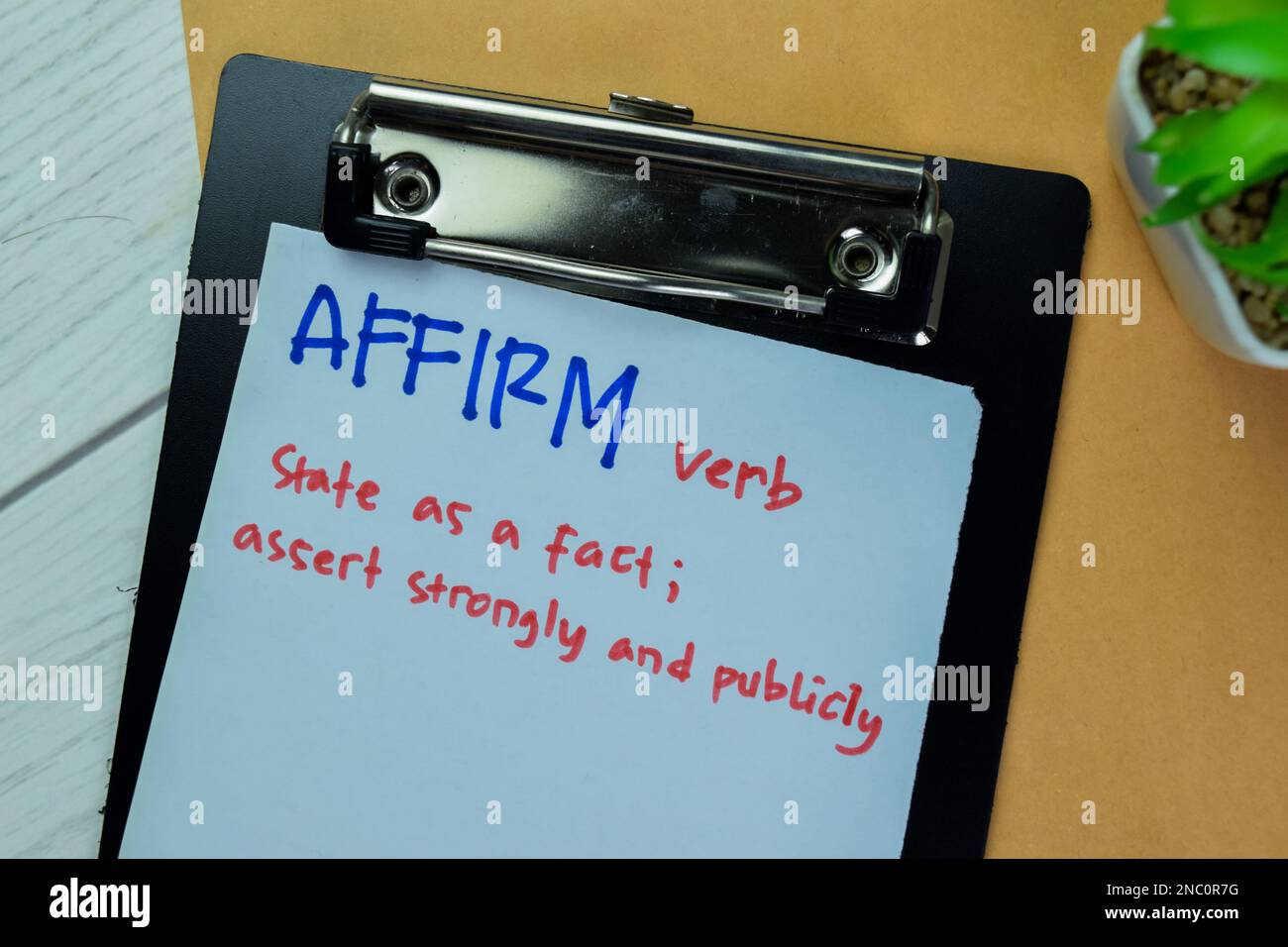 Definition of affirm word with a meaning on a paperwork dictionary