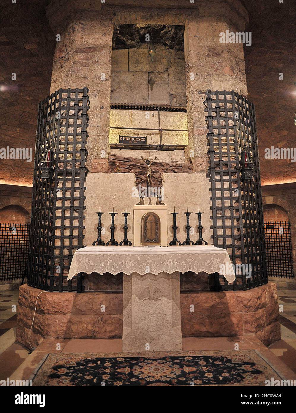 The tomb of St. Francis of Assisi after its restoration, in the crypt