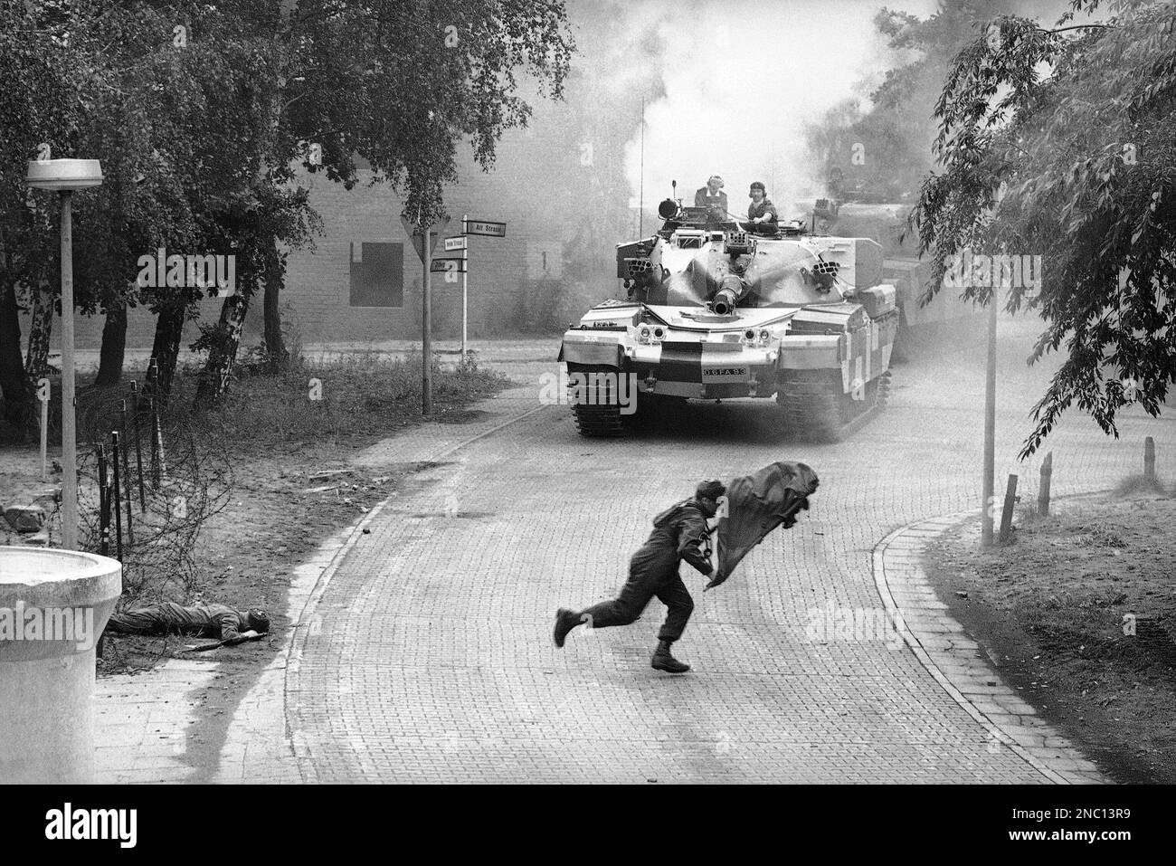 Princess Anne, left, on turret, in charge of a chieftain tank of the