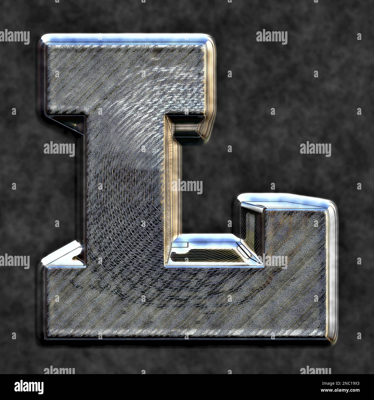 Capital letter L in 3D, glossy burnished metal Stock Photo