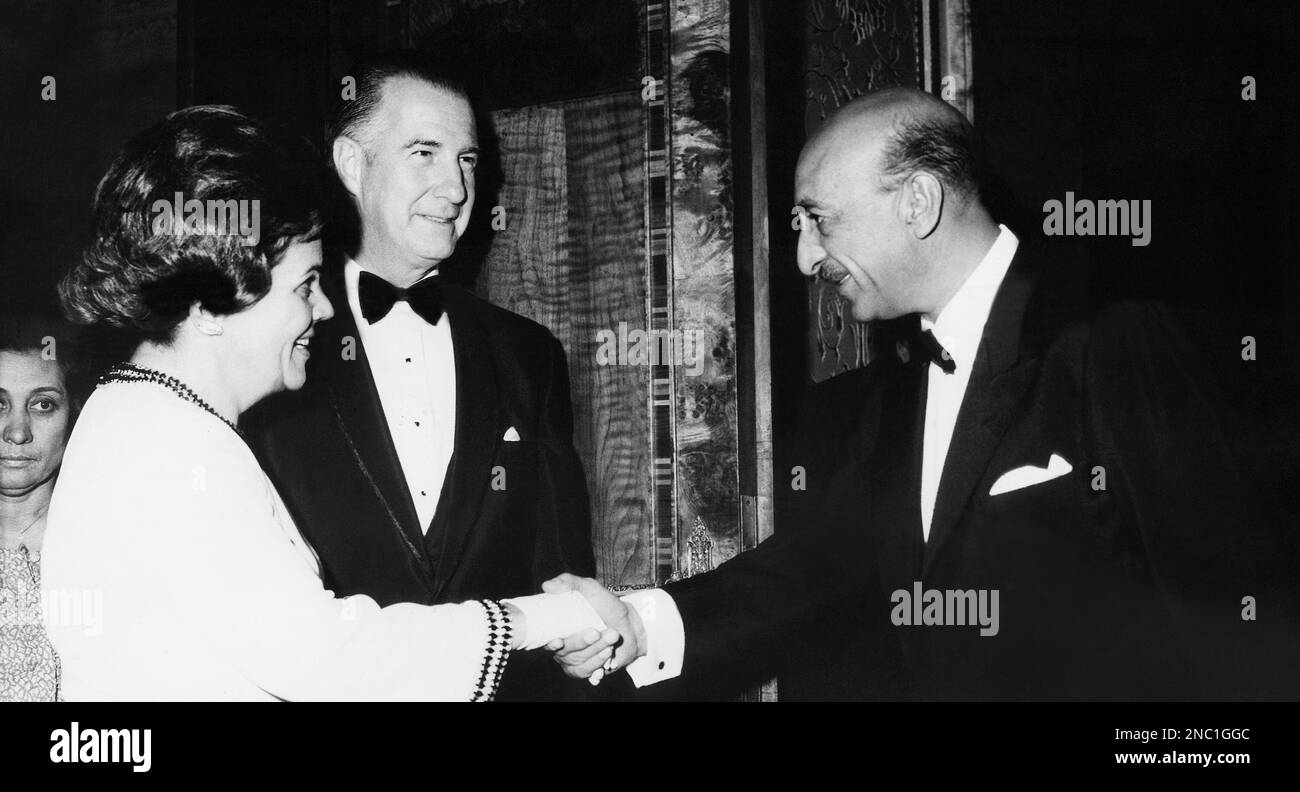 Mrs. Judy Agnew greets Afghan King Mohammed Zahir Shah in Kabul in ...