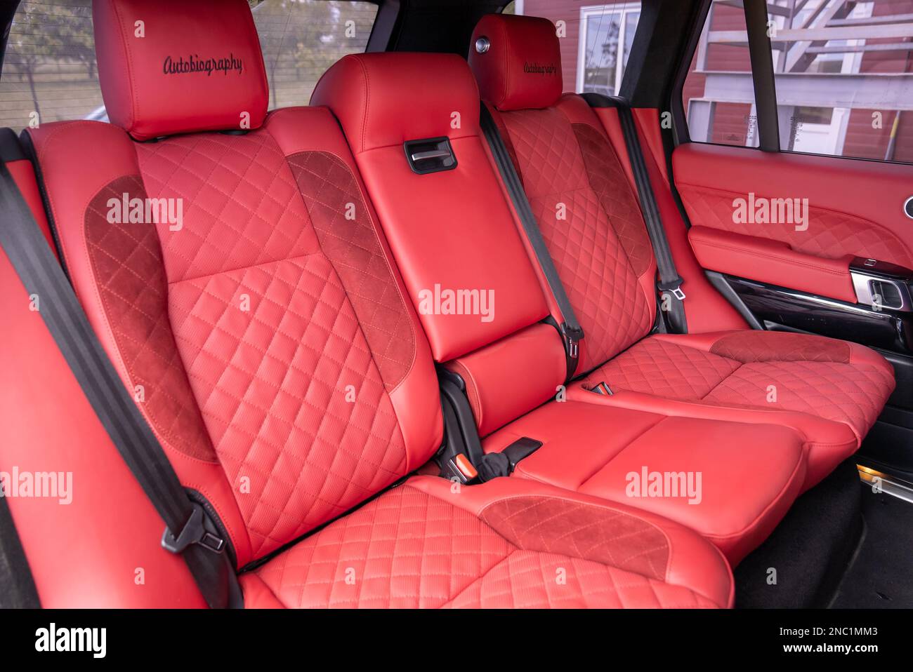 A red interior of a modern car Stock Photo - Alamy