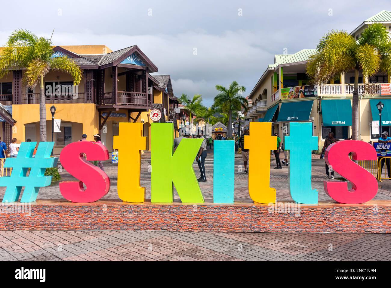 St Kitts welcome sign in Port Zante Cruise Terminal, Basseterre, St