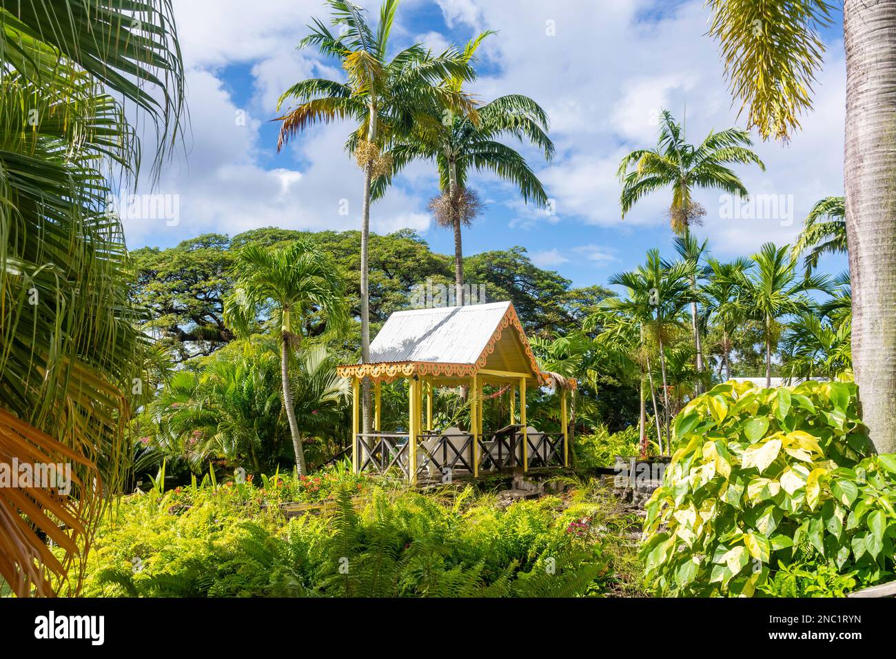 Garden house at Romney Manor (1626) plantation estate house, Old Road Town, St. Kitts, St. Kitts and Nevis, Lesser Antilles, Caribbean Stock Photo