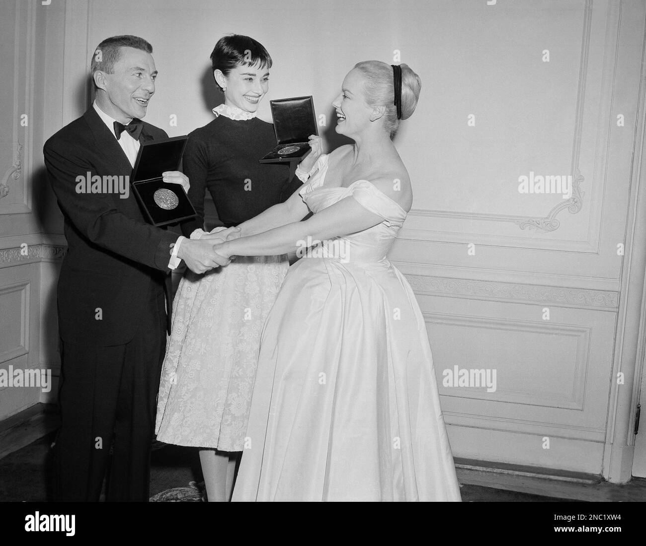 Actor David Wayne and Academy Award winning actress Audrey Hepburn