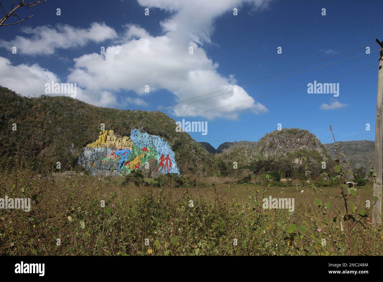 Mural de la Prehistoria in Vale de Viñales (Vinales Valley) in Pinar del Rio province, Cuba Stock Photo