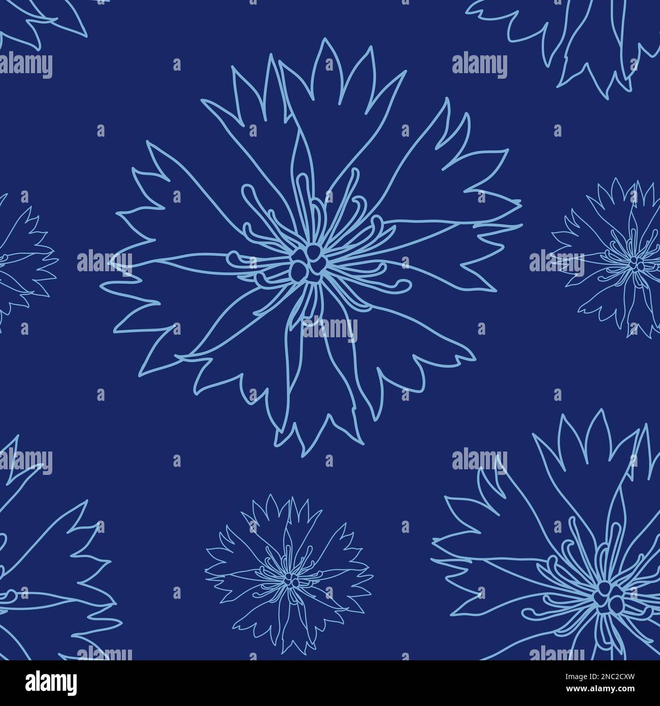 seamless pattern with blue cornflowers flowers Stock Vector