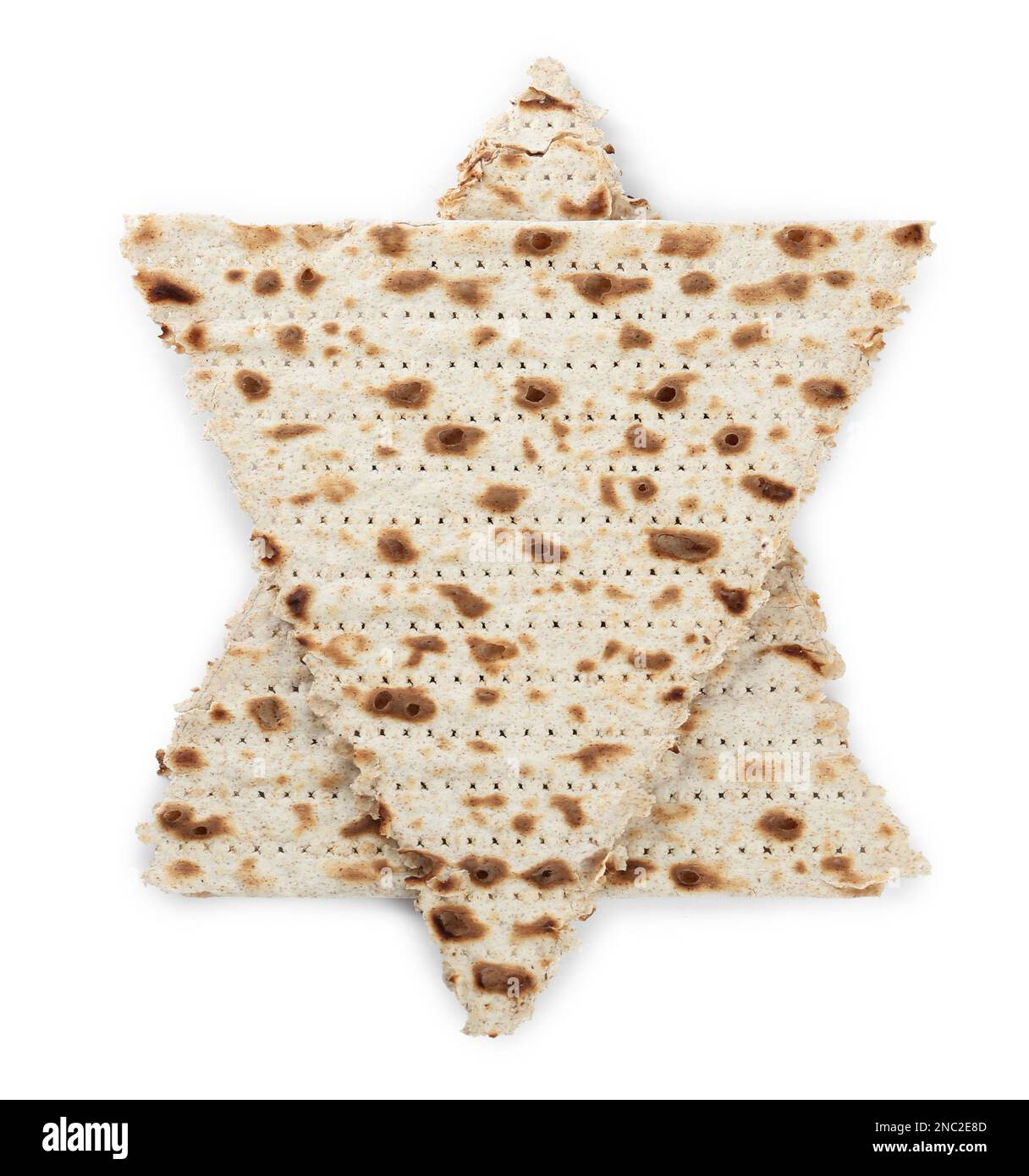 Star of David made with passover matzos on white background, top view