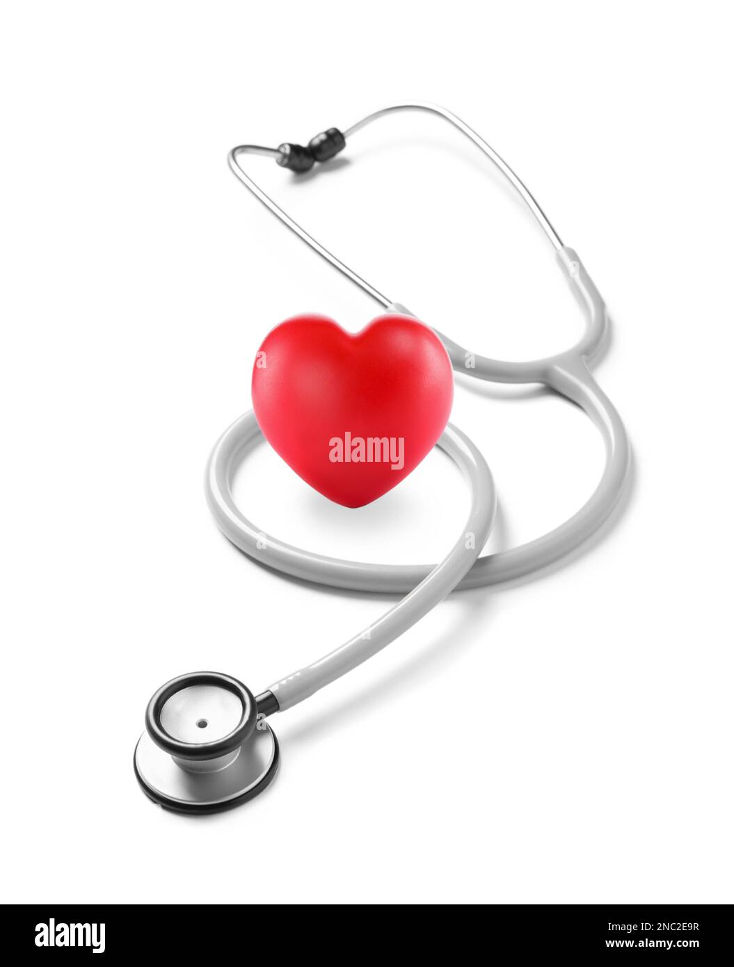 Stethoscope and red heart on white background Stock Photo - Alamy