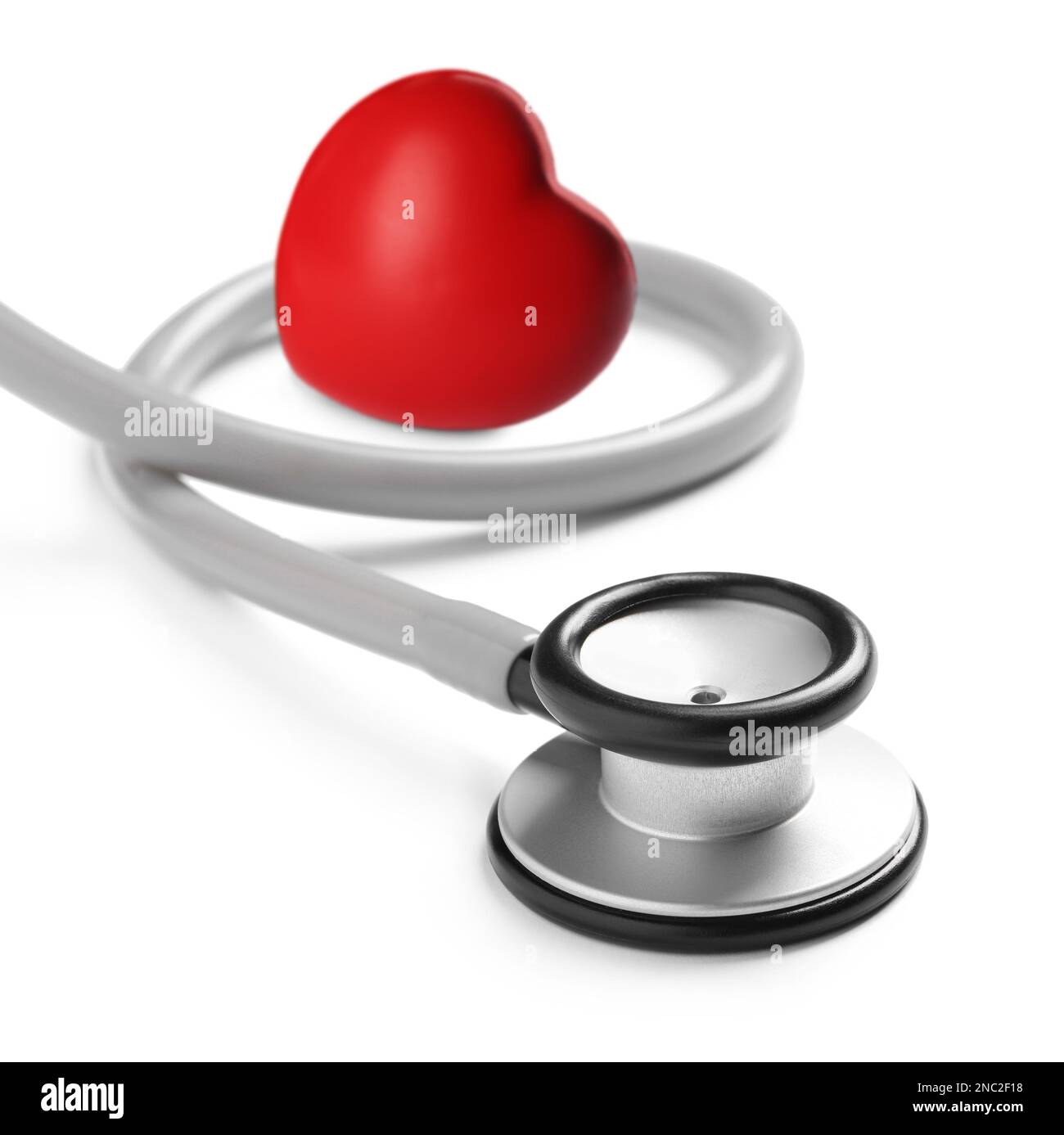 Stethoscope and red heart on white background Stock Photo - Alamy