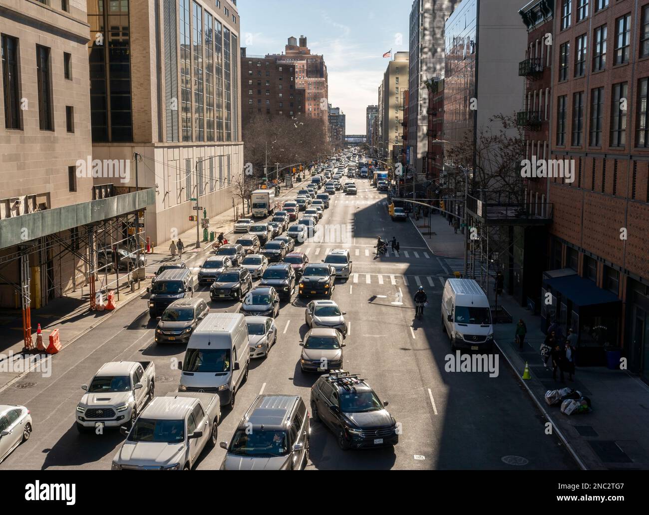 On Friday February 10 Reference: Traffic Backs Up On Tenth Avenue In New York Approaching