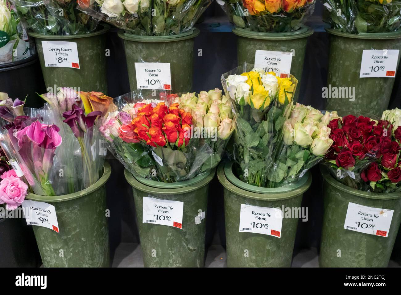 Roses for Valentine’s Day in a Whole Foods Market in New York on Thursday, February 9, 2023