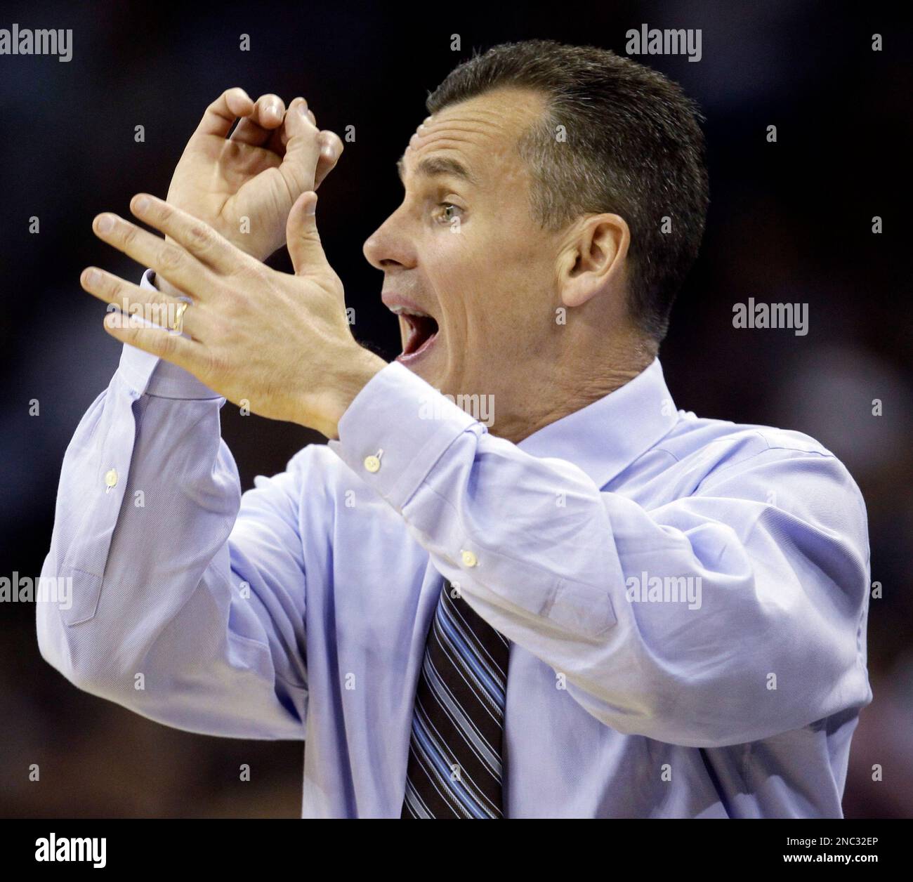 Florida head coach billy donovan yells to his players during the second