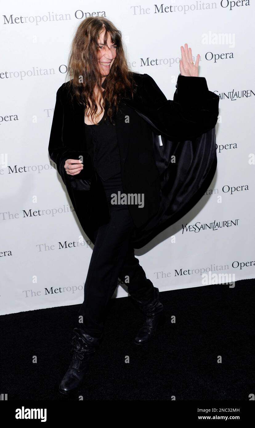 Opera Singer Patti Singer and writer Patti Smith attends the Metropolitan Opera's premiere ...